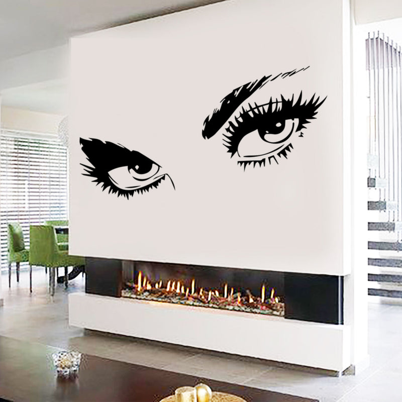 Sexy Eyes Girl Face Woman Face Sticker Fashion Stylish Living Room Bedroom Home Decor Wall Decal Art Vinyl Sticker tr988 Black 24" x 50" 4