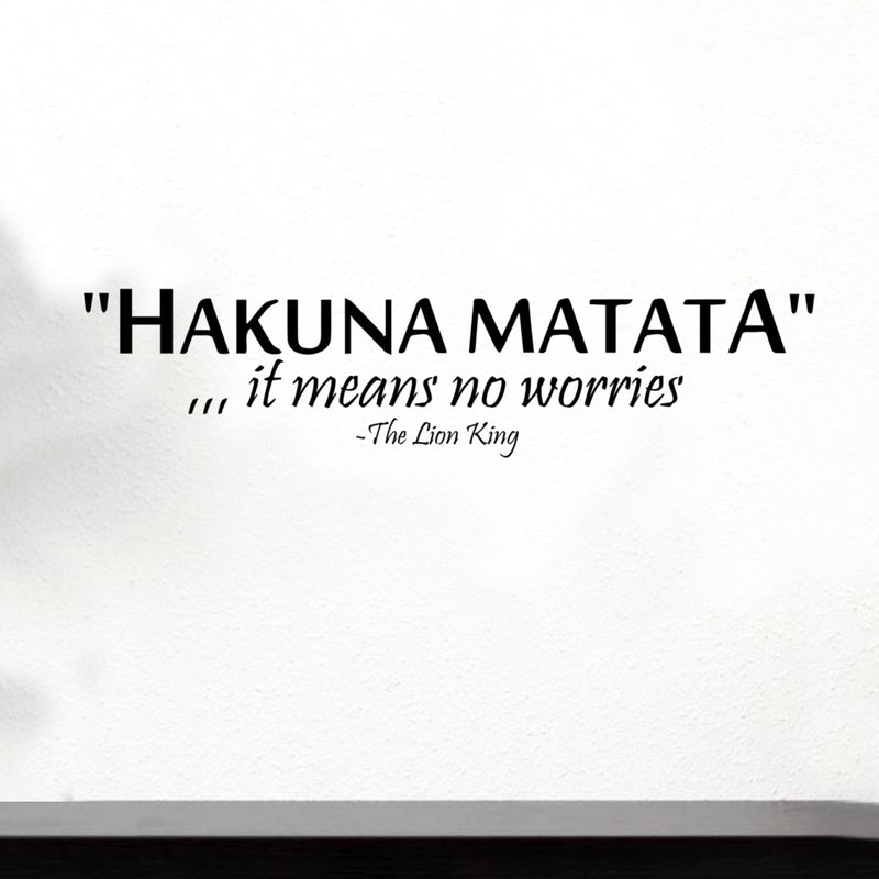 Hakuna Matata Lion King Wall Art Decal - 5.25" x 22.5" Decoration Vinyl Sticker - Black Black 22.5" x 5.25"