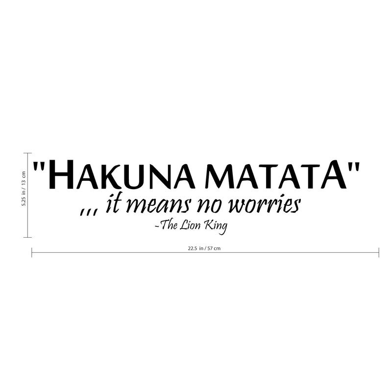 Hakuna Matata Lion King Wall Art Decal - 5.25" x 22.5" Decoration Vinyl Sticker - Black Black 22.5" x 5.25" 2