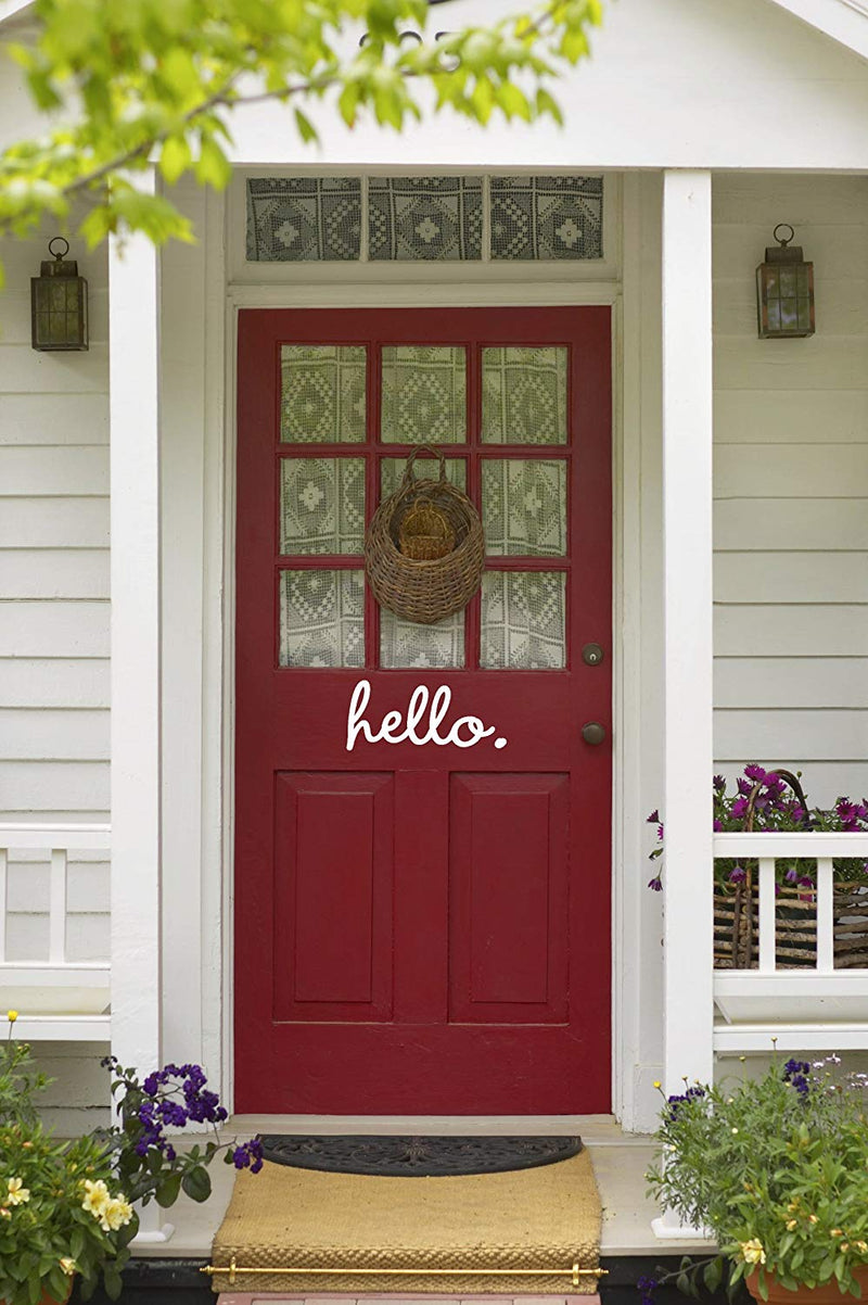 Imprinted Designs Cute Decorative Front Door Vinyl Decal Sticker Art (Hello; White; 8" X 18") White 4" x 18" 4