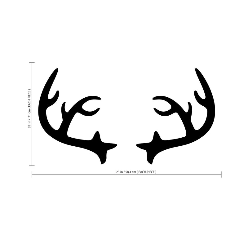 Chic Holiday Christmas Reindeer - Deer Antler Vinyl Wall Art Decal - 28" x 23" Decoration Vinyl Sticker - Black Black 23" x 8" 2