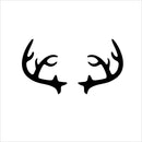 Chic Holiday Christmas Reindeer - Deer Antler Vinyl Wall Art Decal - 28" x 23" Decoration Vinyl Sticker - Black Black 23" x 8" 3