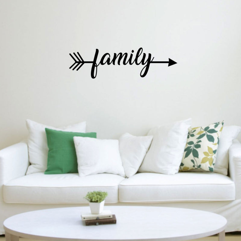 Family Arrow Living Room Vinyl Wall Art Decal - 8" x 23" Decoration Vinyl Sticker-Black Black 23" x 8"