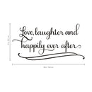 Imprinted Designs Love Laughter and Happily Ever After. Couples Romantic Bedroom Vinyl Wall Decal Sticker Art Black 15" x 30"