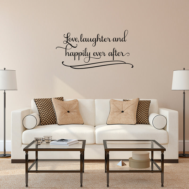 Imprinted Designs Love Laughter and Happily Ever After. Couples Romantic Bedroom Vinyl Wall Decal Sticker Art Black 15" x 30" 3