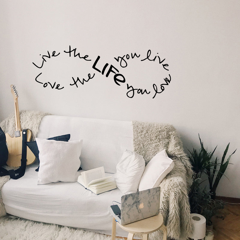 Imprinted Designs Live the Life You Love. Bob Marley Infinity Quote Vinyl Wall Decal Sticker Art (Black; 21" X 60") Black 21" x 60"