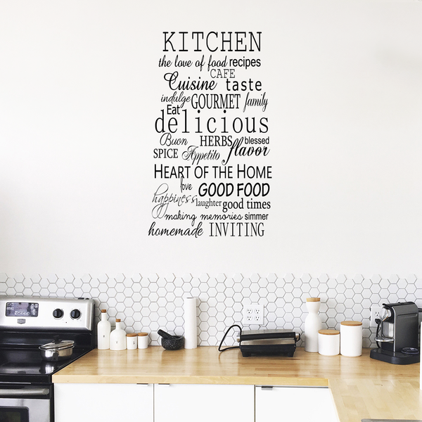 Kitchen Words Lettering - Vinyl Wall Art Decal - Decoration Vinyl Sticker - Kitchen Wall Vinyl Decal - Removable Vinyl Art Decal - Kitchen Quote Vinyl Decal Sticker