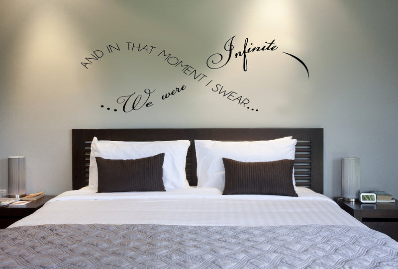 And in That Moment I Swear We Were Infinite Infinity Love Vinyl Wall Decal Sticker Art (18" X 42") Black 18" x 42"