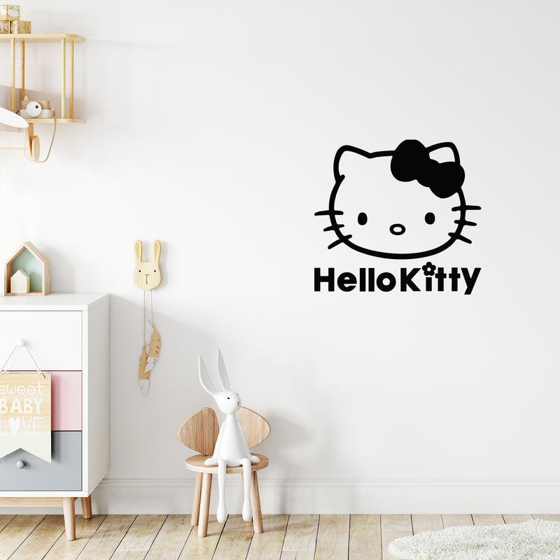 Hello Kitty Inspired Wall Decal Sticker Art Mural - Cute Vinyl Sticker Decal - Cartoon Vinyl Decal