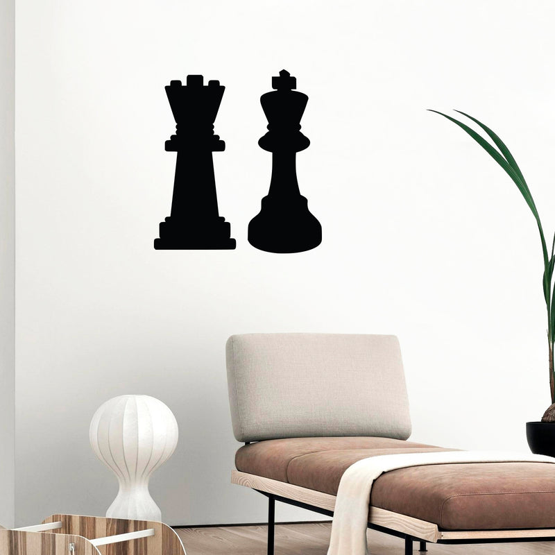 King and Queen Chess Set Wall Decal Sticker Art - Vinyl Decal Living Room Decoration   2