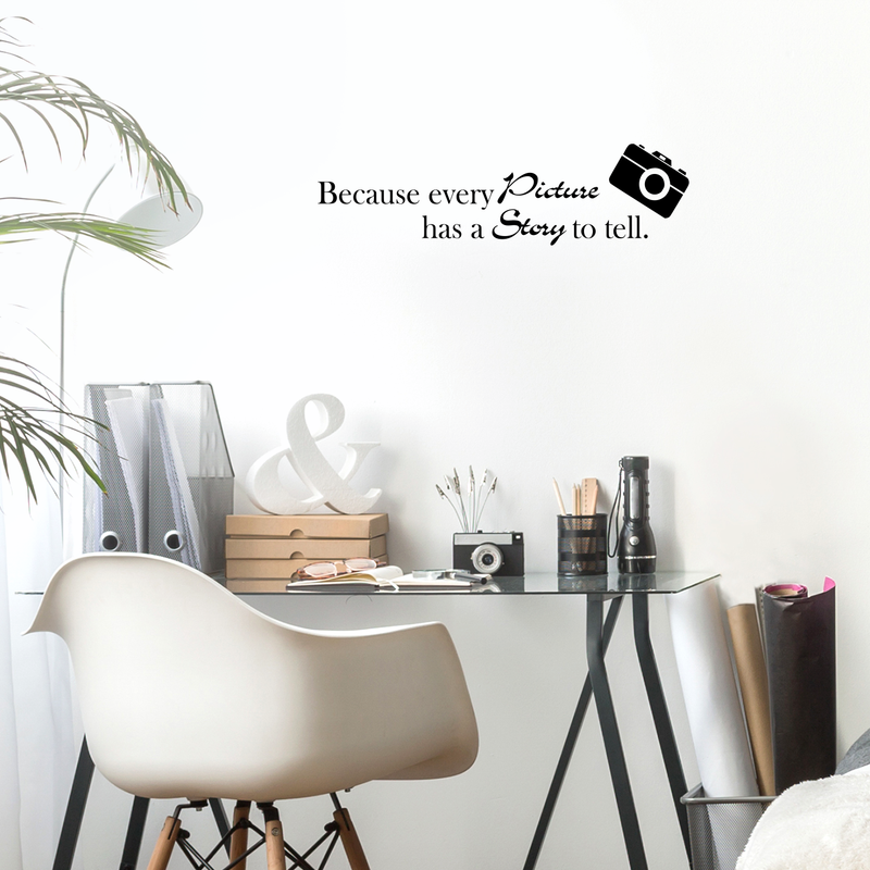 Imprinted Designs Because Every Picture Has a Story to Tell Vinyl Wall Decal Sticker Art (5" X 23") Black 5" X 23" 3