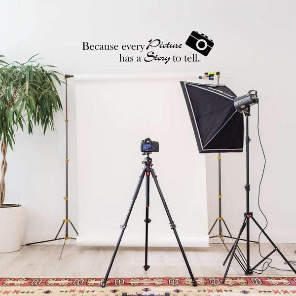 Because Every Picture Has a Story to Tell Vinyl Wall Decal Sticker Art ( (10" X 42"; Black)   2