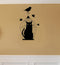 Imprinted Designs Birds Revenge Caged Kitty with Birds Wall Decal Sticker Art Black 14" x 23"