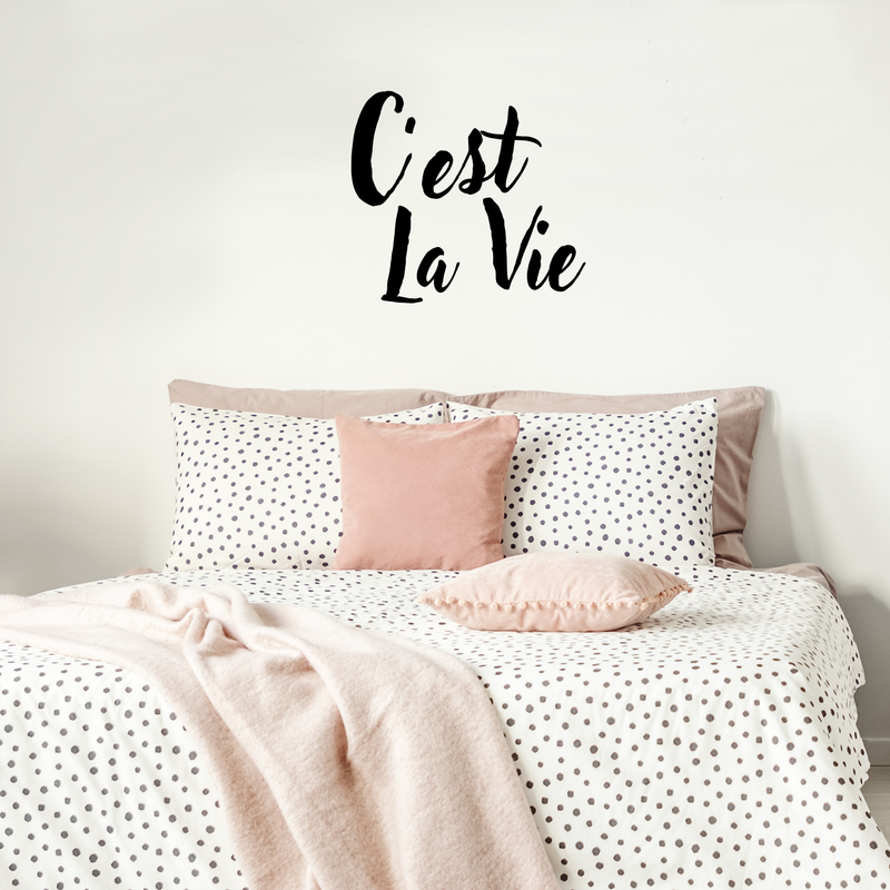 C’est La Vie - Inspirational Quotes Wall Art Vinyl Decal - 18" X 20" Decoration Vinyl Sticker - Motivational Wall Art Decal - Bedroom Living Room Decor - Trendy Wall Art - Chic French Home Decor Black 18" X 20" 2