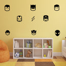 9 Pack of Superheroes Vinyl Wall Art Stickers - 2" x 2" Each - Boys Room Avengers Superheroes Vinyl Wall Decals - Justice League Hero Vinyl Peel Off Stickers Black 2" x 2"