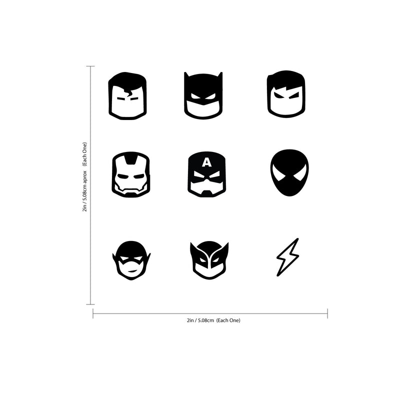 9 Pack - Superheroes Vinyl Wall Art Stickers - each - Boys Room Superhero Avengers Vinyl Wall Decals - Justice League Hero Vinyl Peel Off Stickers   3