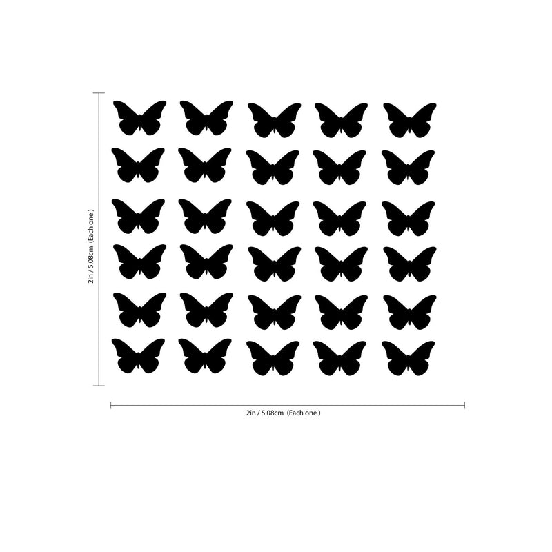 Set of 30 Butterflies Vinyl Wall Art Decals - Bedroom Vinyl Wall Decor Stickers - Apartment Vinyl Decal Decor - Kids Room Butterfly Pattern Vinyl Wall Art (5" x 5"; Orange)   4