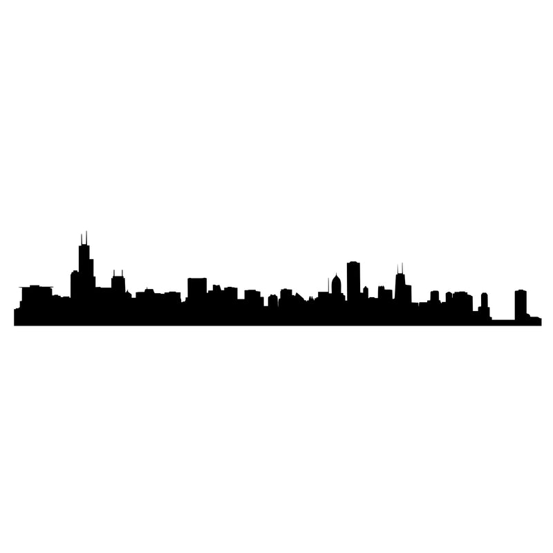 Vinyl Wall Art Decal - City Silhouette Skyline - 9" x 50" Decoration Vinyl Sticker - Living Room Office Removable Wall Decor Sticker Decals Black 9" x 50" 4