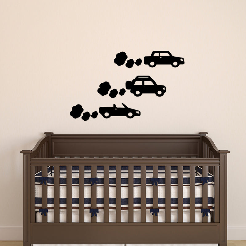 Cars Vinyl Wall Art Stickers - Boy's Room Wall Decor- Cute Vinyl Sticker Decals - Nursery Room Car Decorations