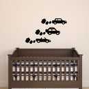 Set of 3 Cars Vinyl Wall Art Stickers - 3" x14" Boys Room Wall Decor- Cute Vinyl Sticker Decals - Nursery Room Car Decorations- Cute Wall Art Decals for Childrens Room - Wall Art for Toddlers Bedroom Black 14" x 23"