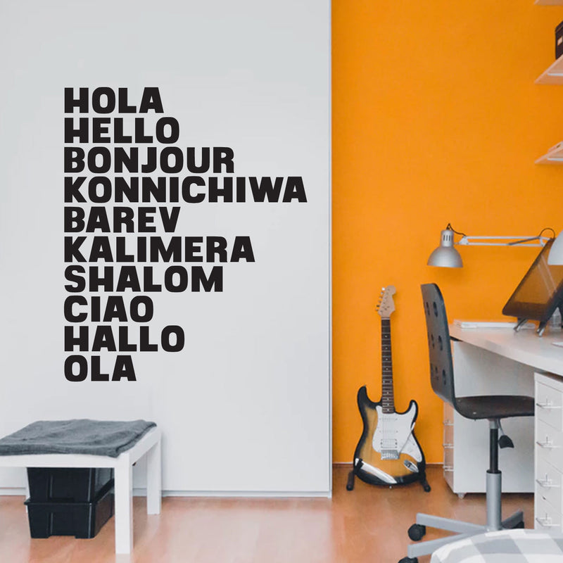 HOLA; HELLO; BONJOUR; CIAO - Living Room Decor Vinyl Wall Decals - Office Wall Decor Art - Motivational Quote Wall Decal - Multi-Language Hello Vinyl Sign for Business and Workspace   2