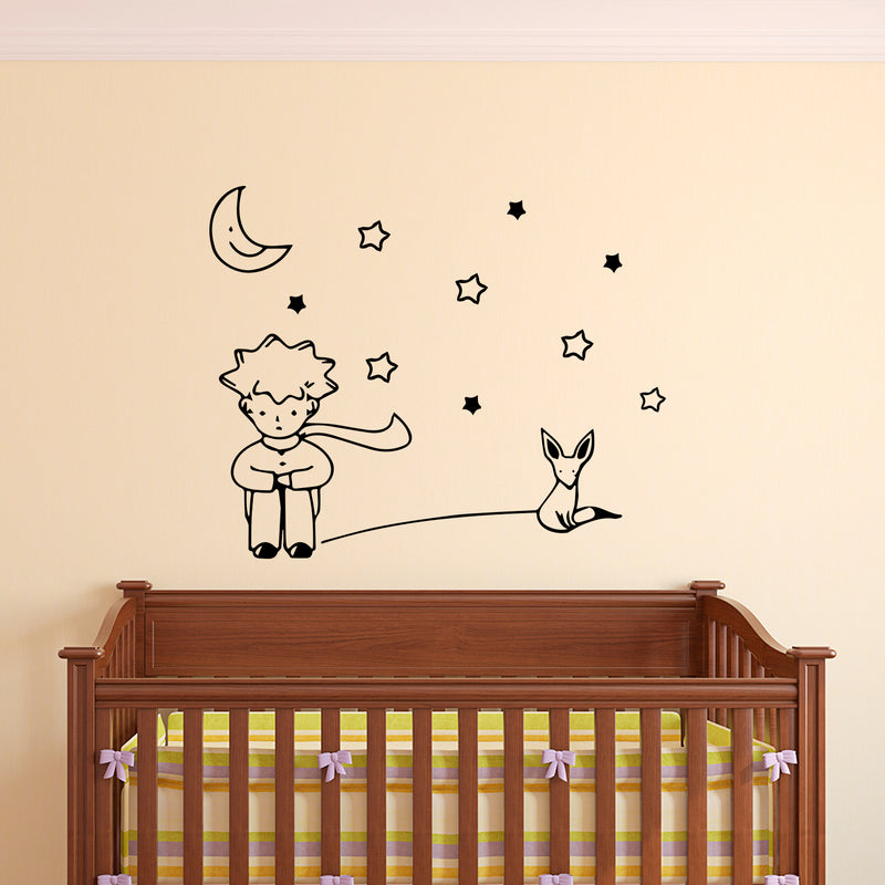 The Little Prince - El Principito - Vinyl Wall Art Stickers - 23" x 28" - Unisex Childrens Bedroom Decals - Preschool and Kindergarten Kids Vinyl Wall Art Black 23" x 28" 2