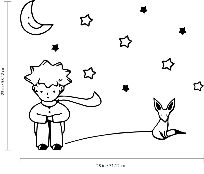 The Little Prince - El Principito - Vinyl Wall Art Stickers - 23" x 28" - Unisex Childrens Bedroom Decals - Preschool and Kindergarten Kids Vinyl Wall Art Black 23" x 28" 3