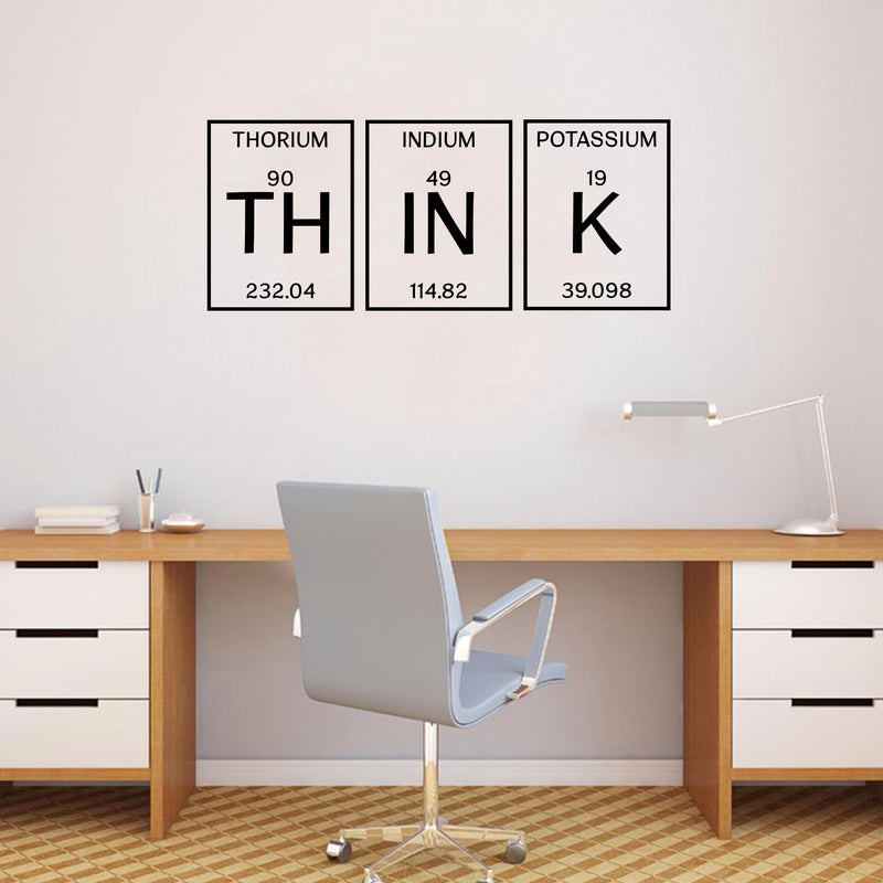 Wall Art Vinyl Decal - ’THINK’ Word Lettering - 13" x 32" Inspirational Wall Art Decor - Scientfic Educational Sticker Decals Periodic Table of Elements Living Room Bedroom Wall Decor Black 13" x 32" 2