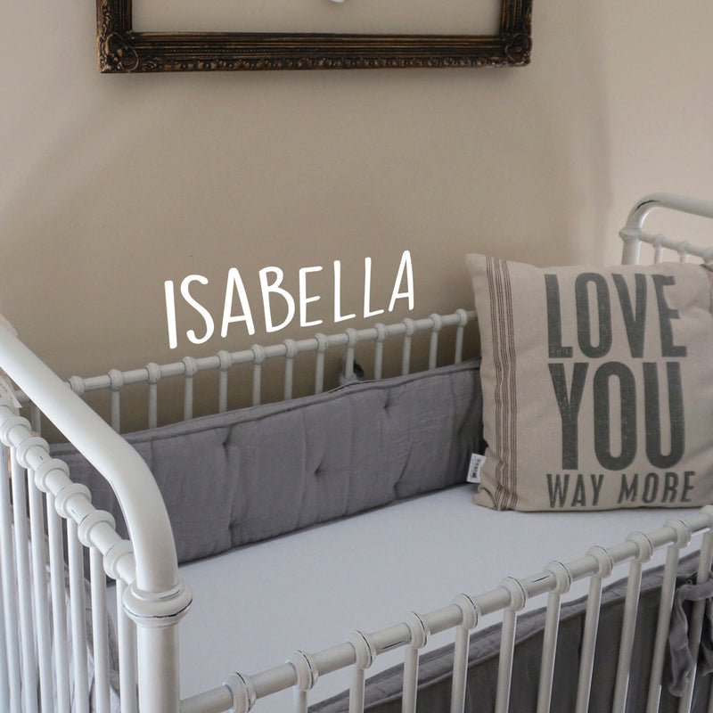 Vinyl Wall Art Decal Girls Custom Name - ’Isabella’ Custom Text Name - 12" x 34" - Girls Bedroom Vinyl Wall Decals - Cute Wall Art Decals for Baby Girl Nursery Room Decor (12" x 34"; Black Text) Black 12" x 34" 2