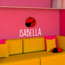 Vinyl Wall Art Decal Girls Custom Name - ’Isabella’ Custom Text Name - 12" x 34" - Girls Bedroom Vinyl Wall Decals - Cute Wall Art Decals for Baby Girl Nursery Room Decor (12" x 34"; White Text) White 12" x 34"