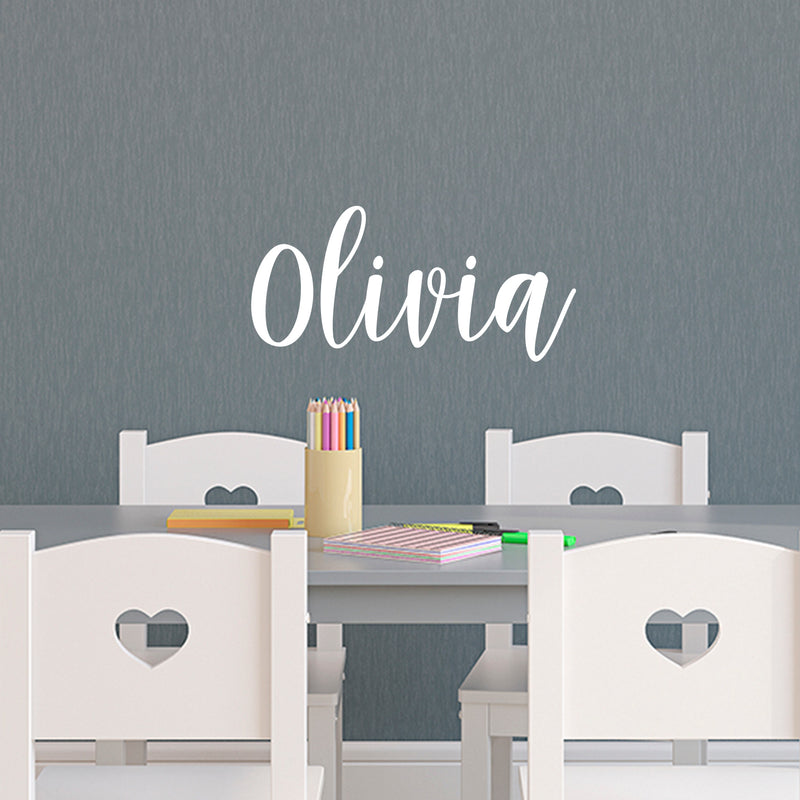 Vinyl Wall Art Decal Girls Custom Name - ’Olivia’ Custom Text Name- Girls Bedroom Vinyl Wall Decals - Cute Wall Art Decals for Baby Girl Nursery Room Decor (12" x 25"; Black Cursive)   2