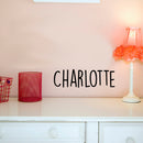 Vinyl Wall Art Decal Girls Custom Name - ’Charlotte’ Custom Text Name - 12" x 39" - Girls Bedroom Vinyl Wall Decals - Cute Wall Art Decals for Baby Girl Nursery Room Decor (12" x 39"; Black Text) Black 12" x 39" 2