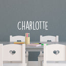 Vinyl Wall Art Decal Girls Custom Name - ’Charlotte’ Custom Text Name - 12" x 39" - Girls Bedroom Vinyl Wall Decals - Cute Wall Art Decals for Baby Girl Nursery Room Decor (12" x 39"; White Text) White 12" x 39"