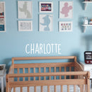 Vinyl Wall Art Decal Girls Custom Name - ’Charlotte’ Custom Text Name - 12" x 39" - Girls Bedroom Vinyl Wall Decals - Cute Wall Art Decals for Baby Girl Nursery Room Decor (12" x 39"; White Text) White 12" x 39" 2