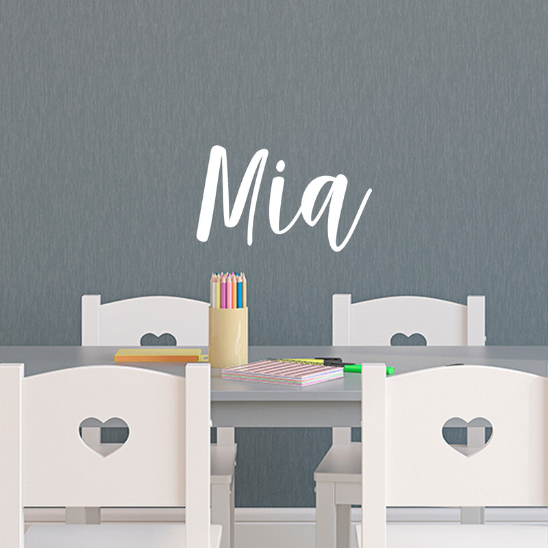 Vinyl Wall Art Decal Girls Custom Name - ’MIA’ Custom Text Name - 12" x 19" - Girls Bedroom Vinyl Wall Decals - Cute Wall Art Decals for Baby Girl Nursery Room Decor (12" x 19"; White Cursive) White 12" x 23"