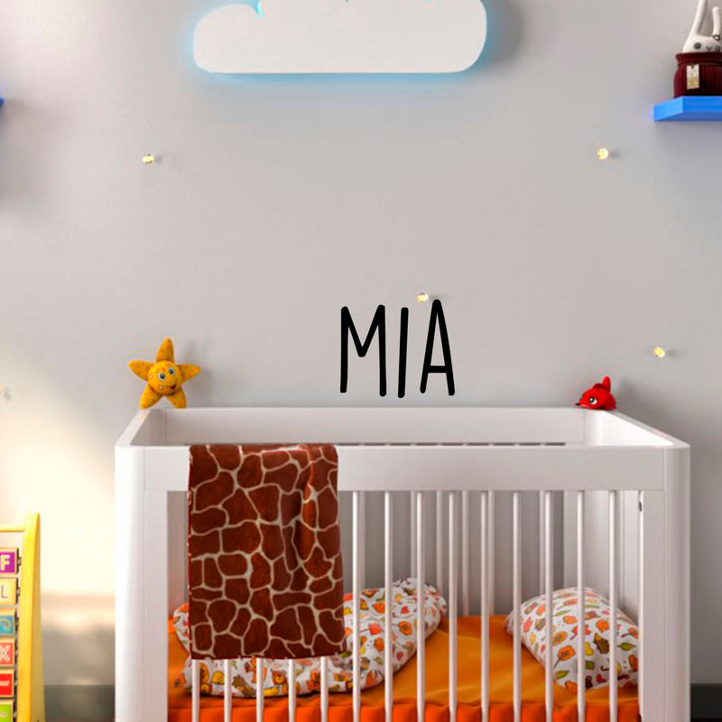 Vinyl Wall Art Decal Girls Custom Name - ’MIA’ Custom Text Name - 12" x 19" - Girls Bedroom Vinyl Wall Decals - Cute Wall Art Decals for Baby Girl Nursery Room Decor (12" x 19"; Black Text) Black 12" x 19"