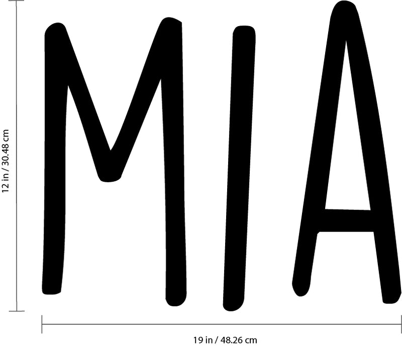 Vinyl Wall Art Decal Girls Custom Name - ’MIA’ Custom Text Name - 12" x 19" - Girls Bedroom Vinyl Wall Decals - Cute Wall Art Decals for Baby Girl Nursery Room Decor (12" x 19"; Black Text) Black 12" x 19" 2