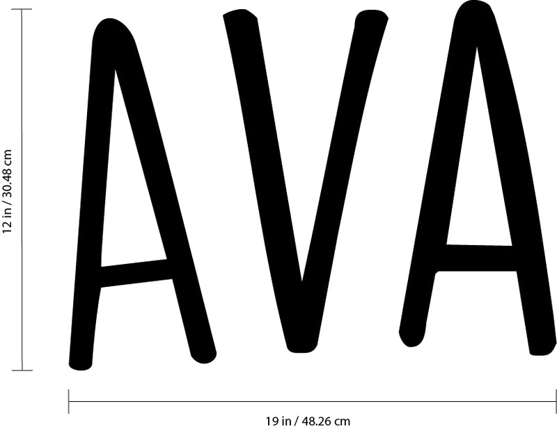 Vinyl Wall Art Decal Girls Custom Name - ’AVA’ Custom Text Name - 12" x 19" - Girls Bedroom Vinyl Wall Decals - Cute Wall Art Decals for Baby Girl Nursery Room Decor (12" x 19"; Black Text) Black 12" x 19" 3