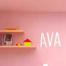 Vinyl Wall Art Decal Girls Custom Name - ’AVA’ Custom Text Name - 12" x 19" - Girls Bedroom Vinyl Wall Decals - Cute Wall Art Decals for Baby Girl Nursery Room Decor (12" x 19"; White Text) White 12" x 19"