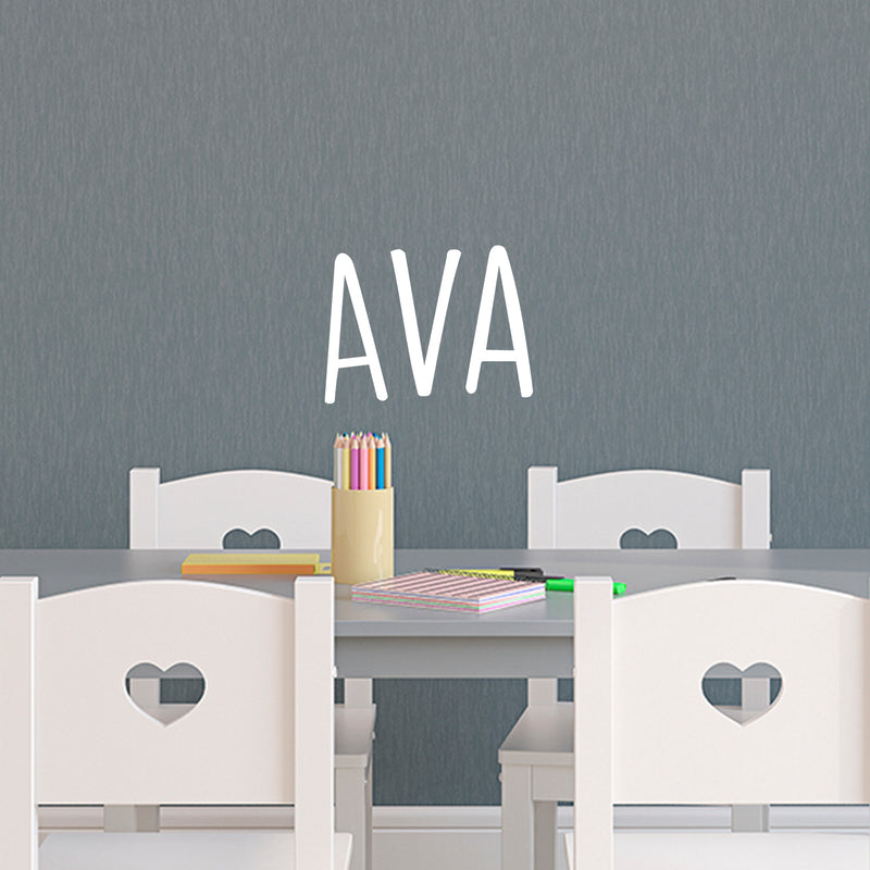 Vinyl Wall Art Decal Girls Custom Name - ’AVA’ Custom Text Name - 12" x 19" - Girls Bedroom Vinyl Wall Decals - Cute Wall Art Decals for Baby Girl Nursery Room Decor (12" x 19"; White Text) White 12" x 19" 2