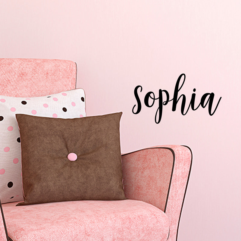 Vinyl Wall Art Decal Girls Custom Name - ’Sophia’ Custom Text Name - 12" x 26" - Girls Bedroom Vinyl Wall Decals - Cute Wall Art Decals for Baby Girl Nursery Room Decor (12" x 26"; Black Cursive) Black 12" x 26" 4