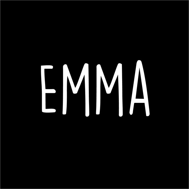 Vinyl Wall Art Decal Girls Custom Name - ’Emma’ Custom Text Name - 12" x 26" - Girls Bedroom Vinyl Wall Decals - Cute Wall Art Decals for Baby Girl Nursery Room Decor (12" x 26"; White Text) White 12" x 26" 4