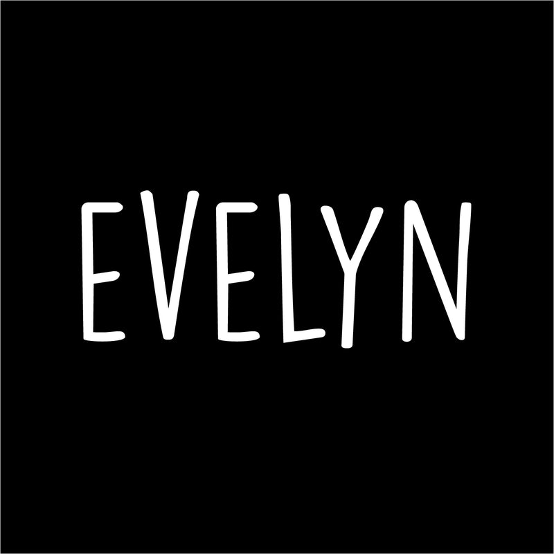 Vinyl Wall Art Decal Girls Custom Name - ’Evelyn’ Custom Text Name- 12" x 30" - Girls Bedroom Vinyl Wall Decals - Cute Wall Art Decals for Baby Girl Nursery Room Decor (12" x 30"; White Text) White 12" x 30" 4