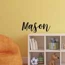 Boys Custom Name Vinyl Wall Art Sticker Decal - ’Mason’ Custom Name - Little Boys Bedroom Vinyl Wall Decals - Cute Wall Art Decals for Baby Boy Nursery Room Decor (12" x 30"; Black Text)