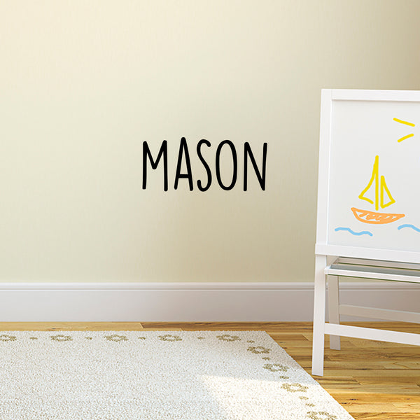 Boys Custom Name Vinyl Wall Art Sticker Decal - 'MASON' Custom Text Name- Little Boys Bedroom Vinyl Wall Decals - Cute Wall Art Decals for Baby Boy Nursery Room Decor