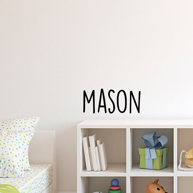 Boys Custom Name Vinyl Wall Art Sticker Decal - 'MASON' Custom Text Name- Little Boys Bedroom Vinyl Wall Decals - Cute Wall Art Decals for Baby Boy Nursery Room Decor   2