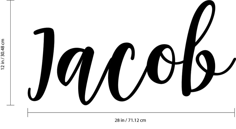 Vinyl Wall Art Decal Boys Custom Name - ’Jacob’ Custom Text Name - 12" x 28" - Little Boys Bedroom Vinyl Wall Decals - Cute Wall Art Decals for Baby Boy Nursery Room Decor (12" x 28"; Black Cursive) Black 12" x 28" 3