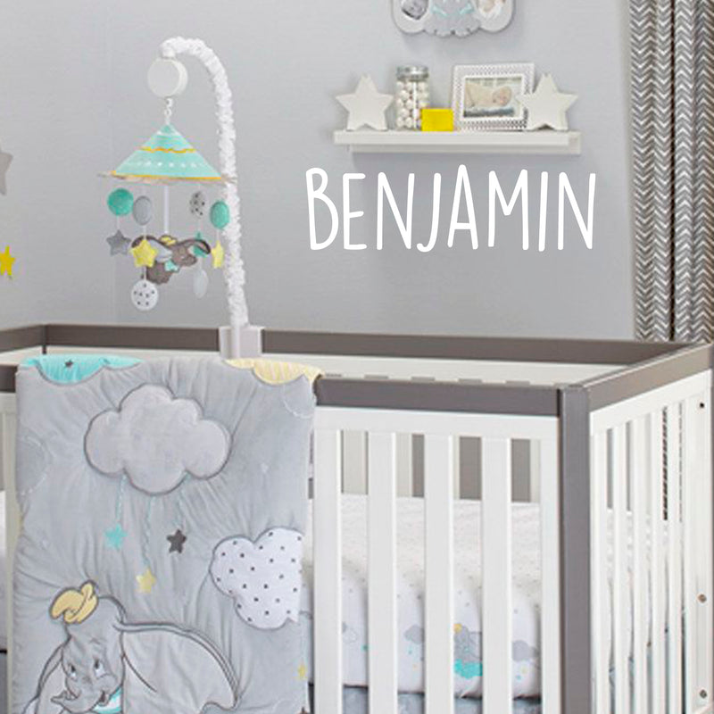 Vinyl Wall Art Decal Boys Custom Name - ’Benjamin’ Custom Text Name- 10" x 34" - Little Boys Bedroom Vinyl Wall Decals - Cute Wall Art for Baby Boy Nursery Room Decor (10" x 34"; White Text) White 10" x 34"