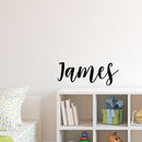 Vinyl Wall Art Decal Boys Custom Name - ’James’ Custom Text Name - 12" x 34" - Little Boys Bedroom Vinyl Wall Decals - Cute Wall Art Decals for Baby Boy Nursery Room Decor (12" x 34"; Black Cursive) Black 12" x 34"