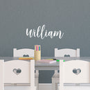 Vinyl Wall Art Decal Boys Custom Name - ’WILLIAM’ Custom Text Name - 12" x 32" - Little Boys Bedroom Vinyl Wall Decals - Cute Wall Art Decals for Baby Boy Nursery Room Decor (12" x 32"; White Cursive) White 12" x 32" 2